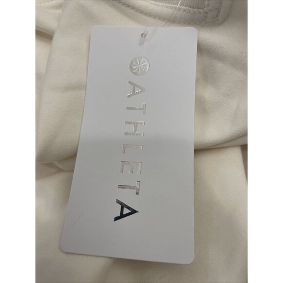 Athleta XL Retroterry V-Neck Sweatshirt Tee  Sleeveless Cream Ivory - Picture 7 of 7